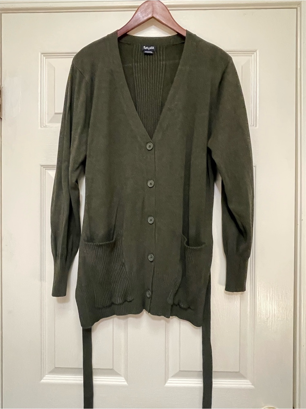Splendid Olive Green V-Neck Button Cardigan Sweater